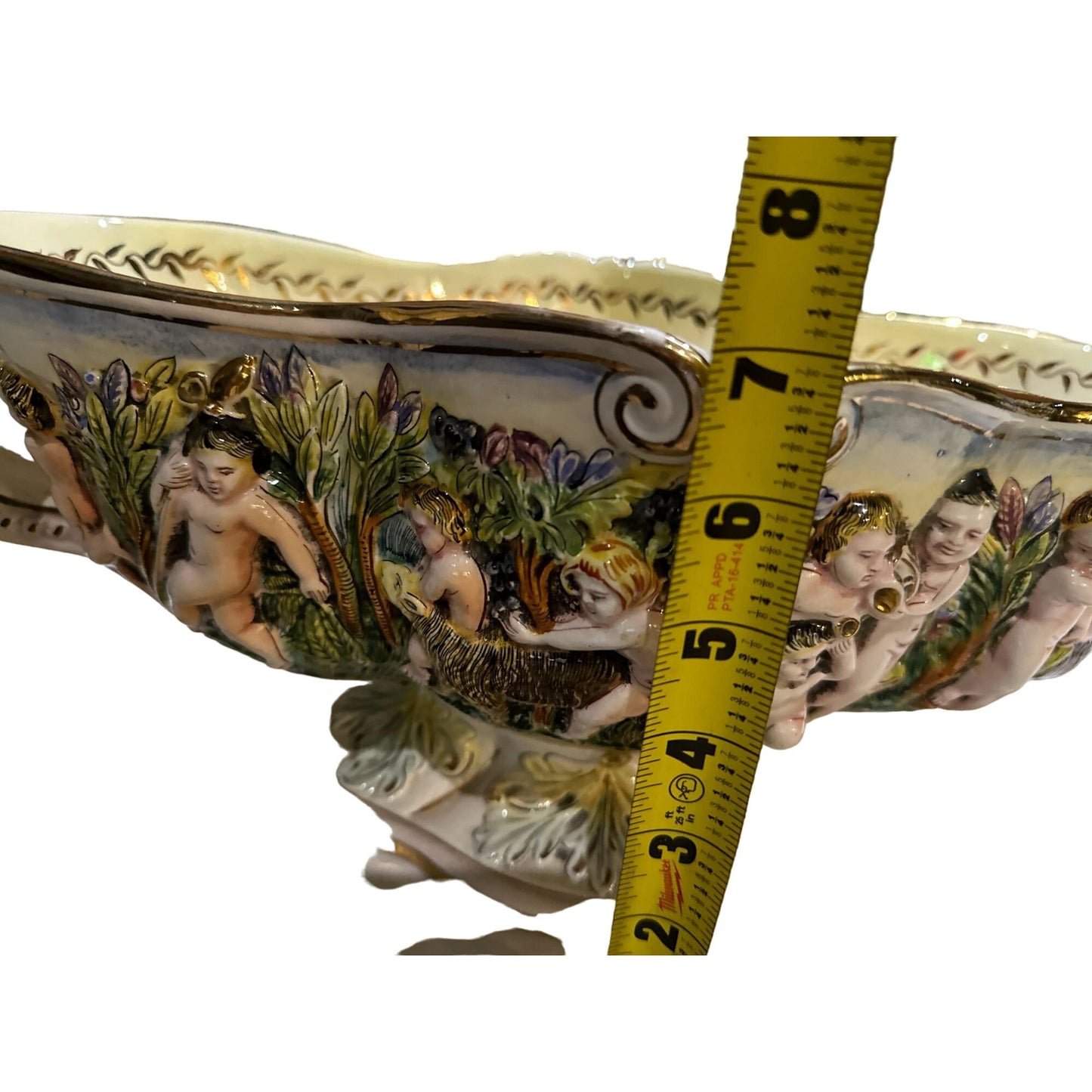 Vintage Capodimonte Porcelain Italian Vase/Bowl 19.5" x 9" x 7" Tall