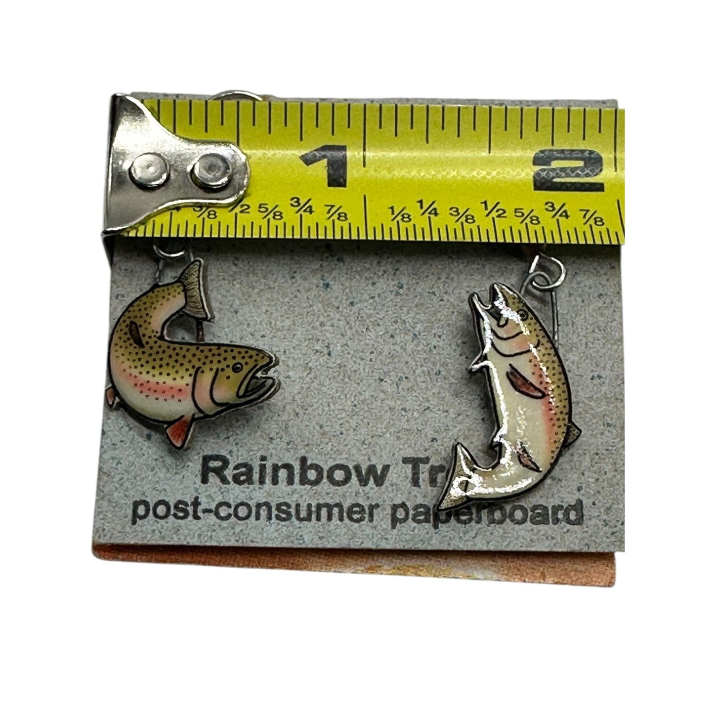 Jabebo Rainbow Trout Earrings NWT Eco-Friendly Steel & Shellac Materials