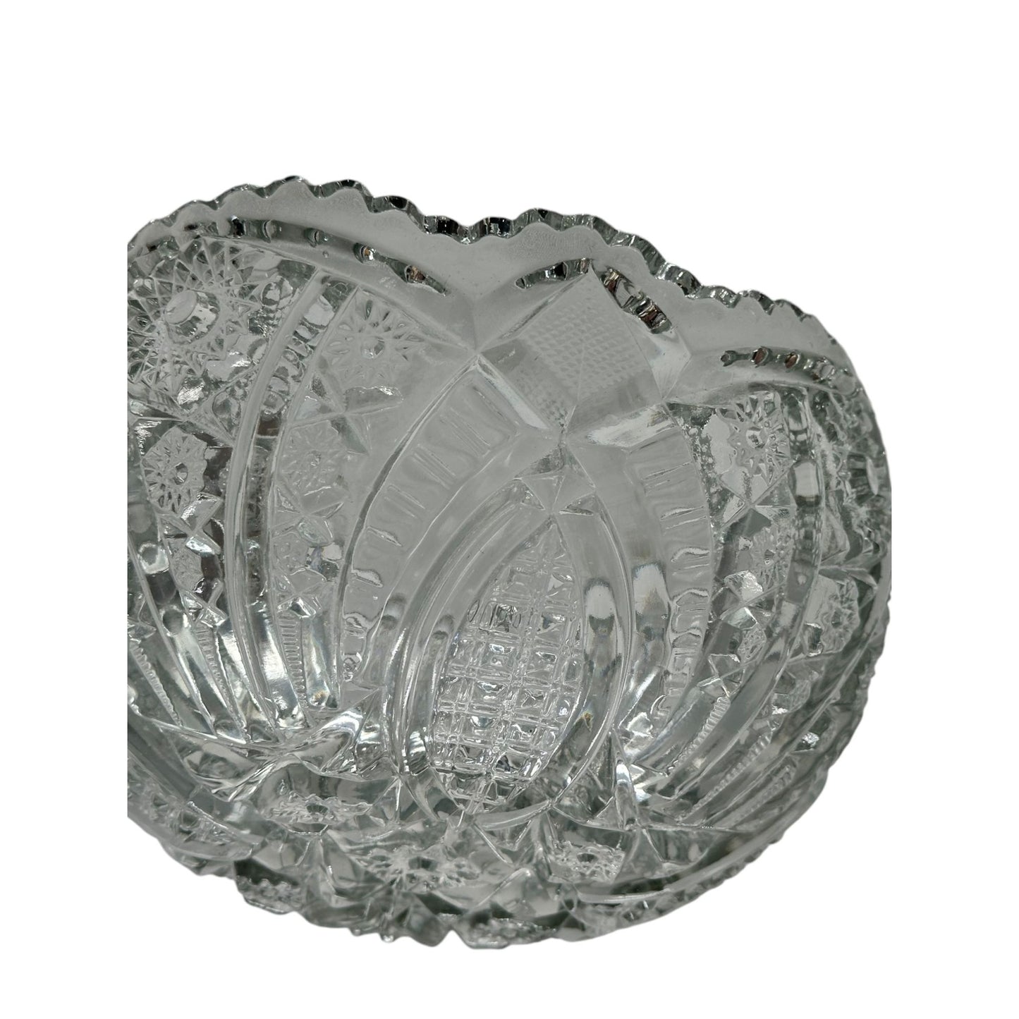 Vintage Clear Glass Brilliant Bowl With Intricate Cut Patterns