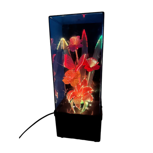 Vintage Fiber Optic Flower & Butterfly Light-Up Decorative