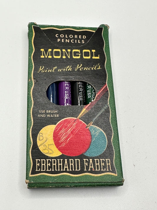 Vintage Eberhard Faber #1831 Mongol Colored Pencils 6 Color Assorted 1950