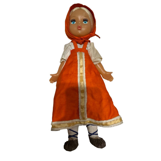 Vintage Beriozka Collectible Russian Village Girl Plastic Doll 14" 1950/1960