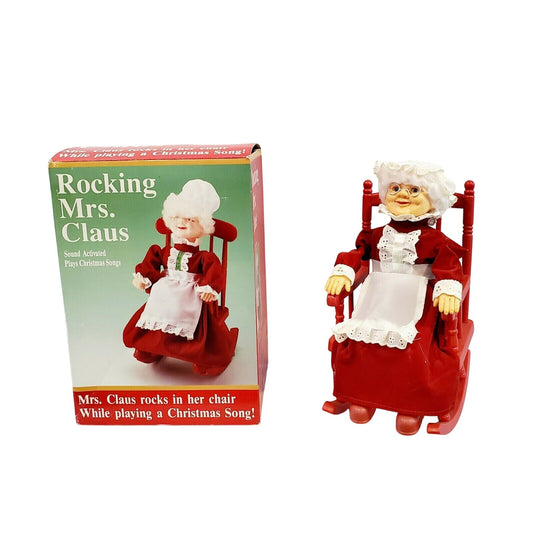 Vintage Mrs. Claus Rocks in Her Chair While Playing a Christmas Song 1991 New in Box