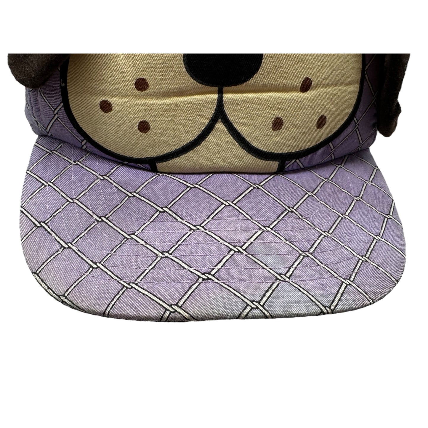 RARE Pound Puppies Plush Dog Face Hat Purple & Tan Mesh Adjustable Kids Cap