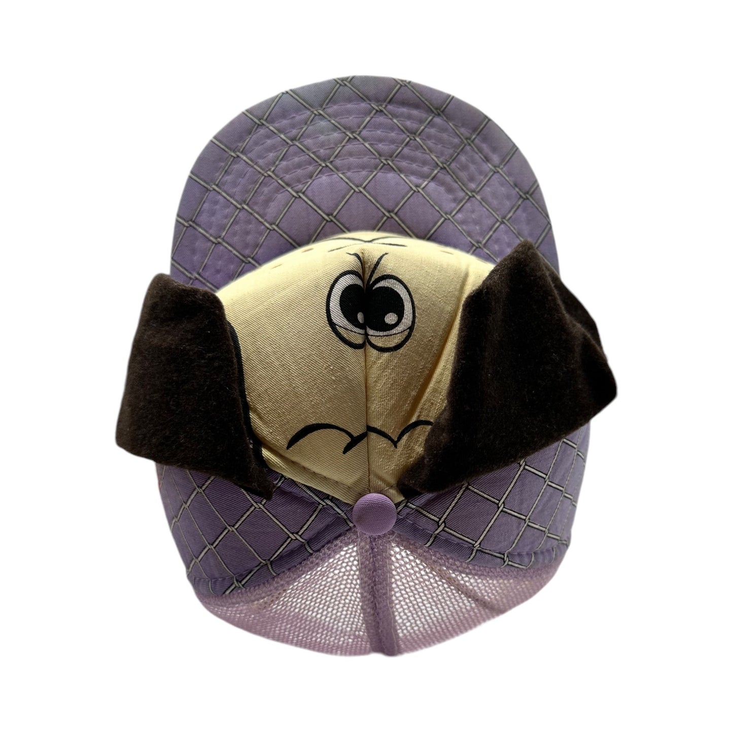 RARE Pound Puppies Plush Dog Face Hat Purple & Tan Mesh Adjustable Kids Cap