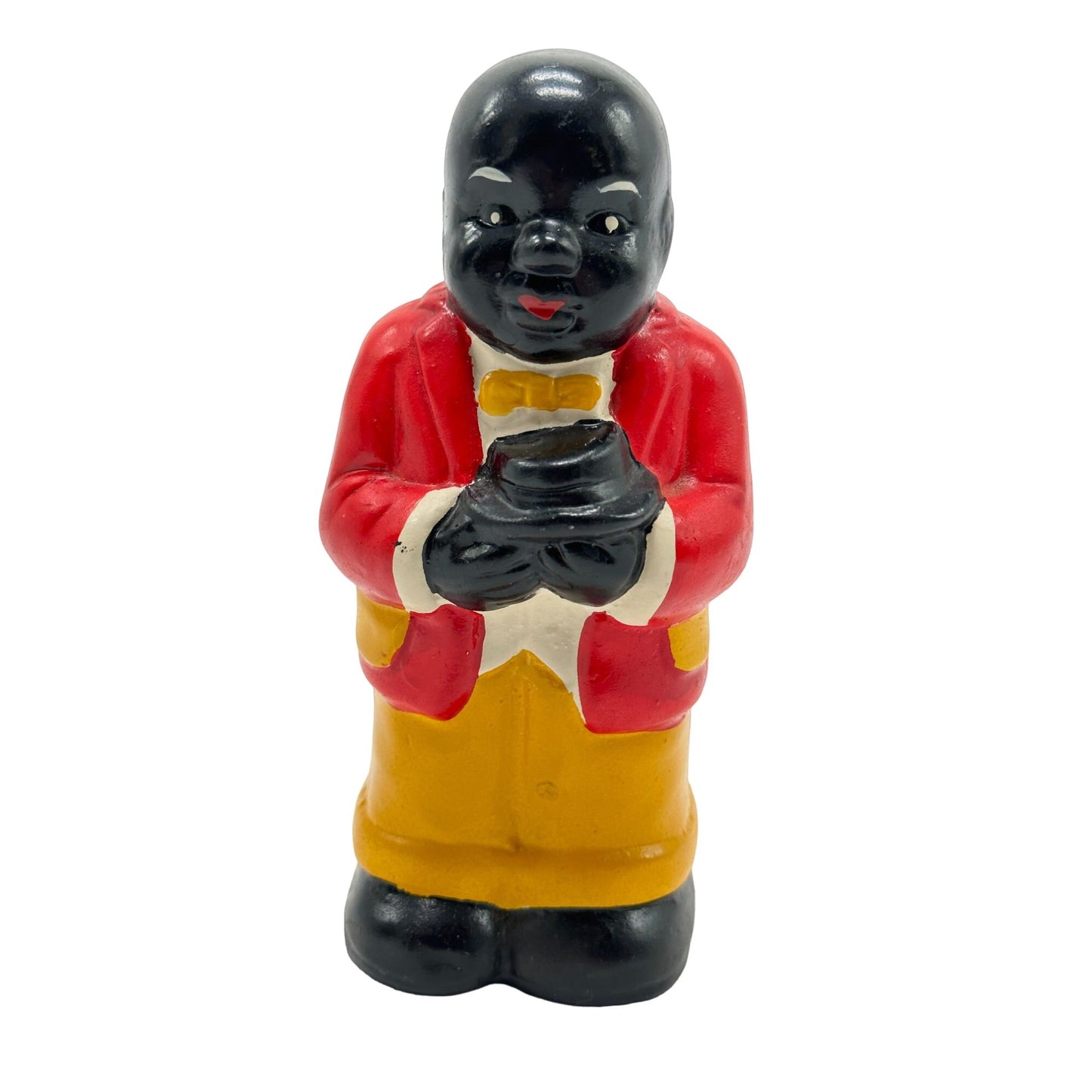 Antiques/ Vintage Cast Iron Black Americana Uncle Moses Piggy Bank Red Yellow