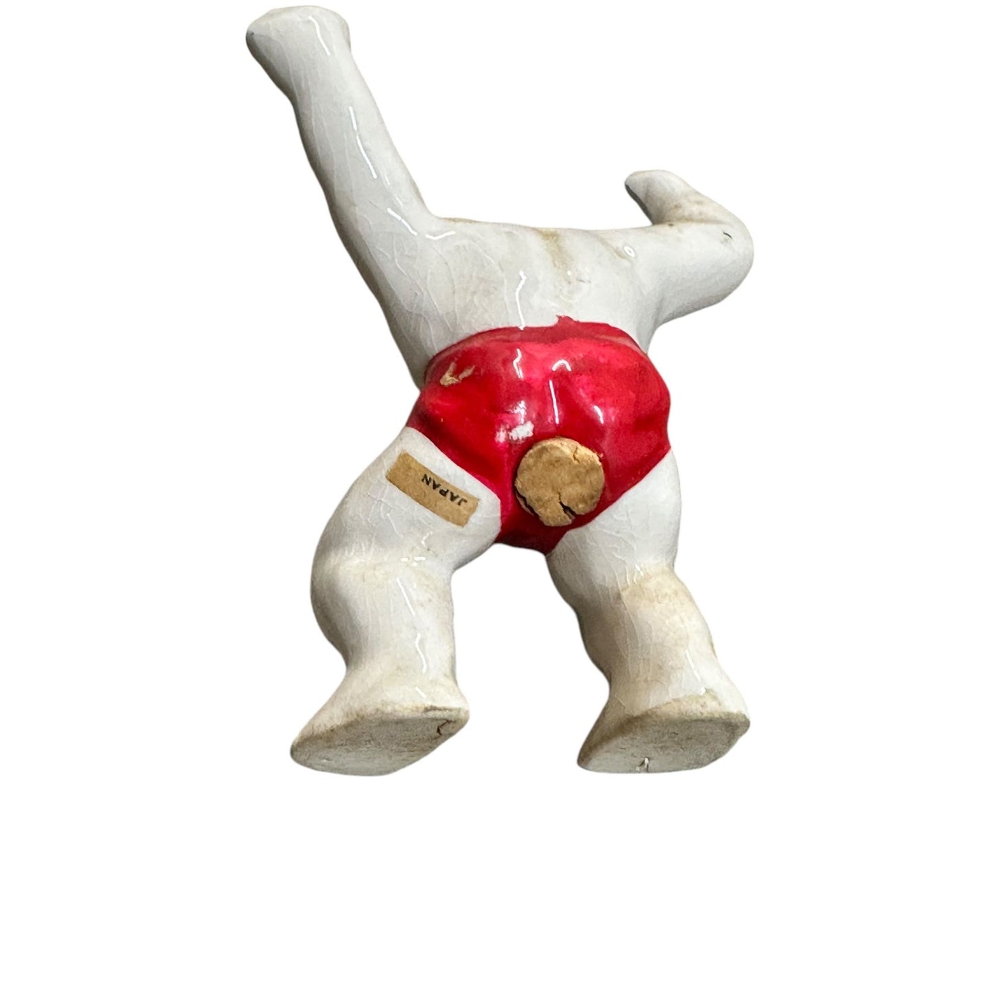 Vintage Ceramic Sumo Wrestler Shaker Playful Wrestling Pose