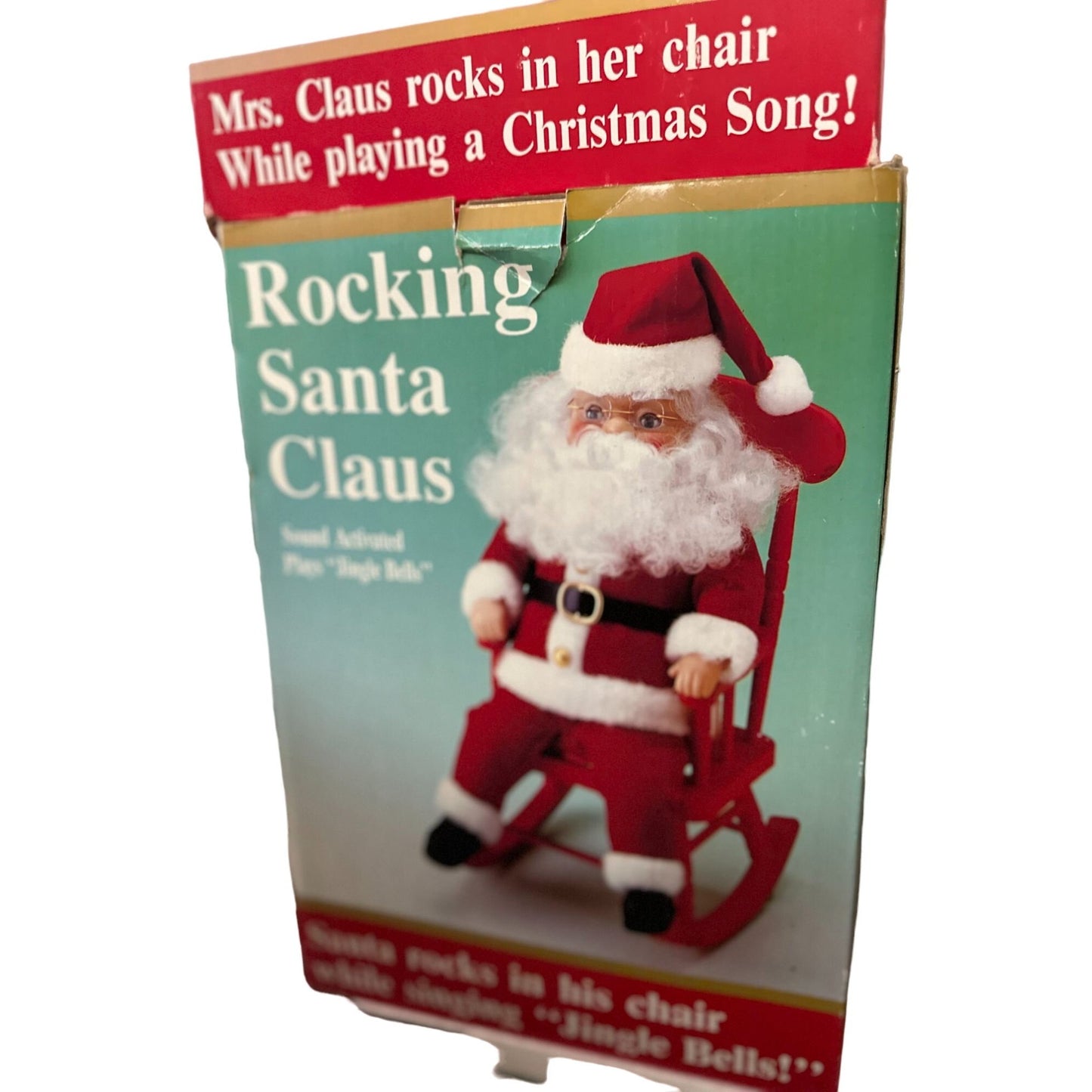 Vintage Santa Claus Rocks in His Chair While Singing Jingle Bells 1991 New in Box