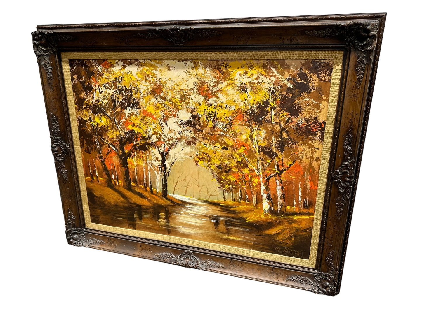 Lee Reynolds Forest Landscape Oil Painting Wall Art Frame Mid Century Signed