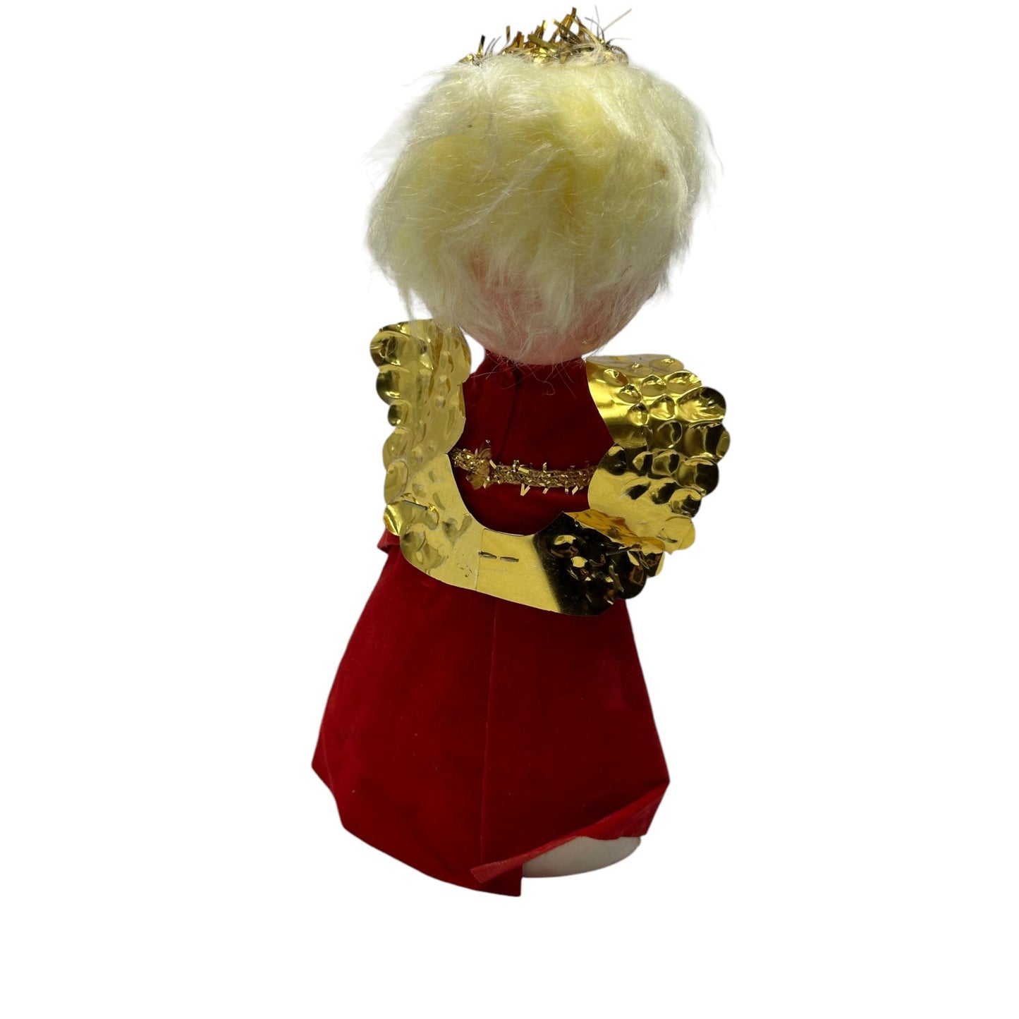 Vintage Christmas Angel Doll in Red & Gold Outfit Halo