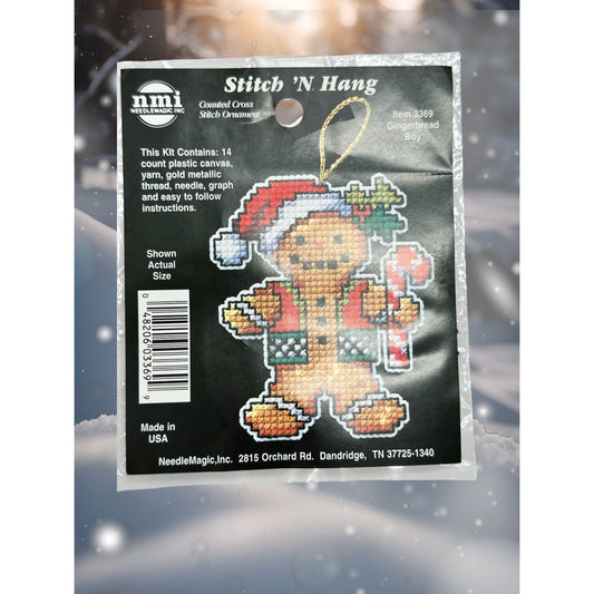 NMI Stitch N Hang Gingerbread Boy Cross Stitch Ornament Kit