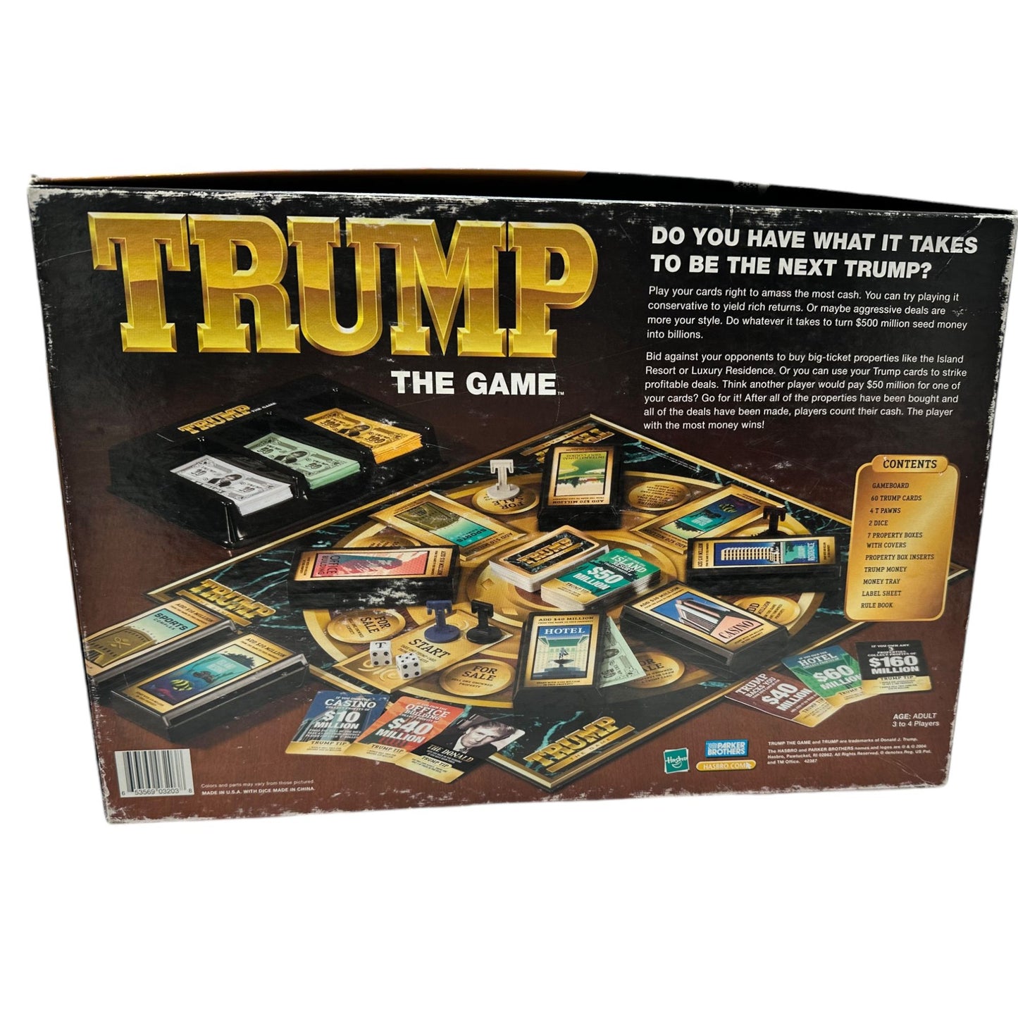 Trump The Game Board Game By Hasbro 2004 Complete Adult 3-4 Players