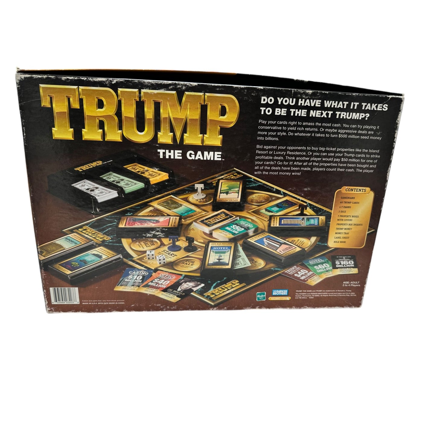 Trump The Game Board Game By Hasbro 2004 Complete Adult 3-4 Players