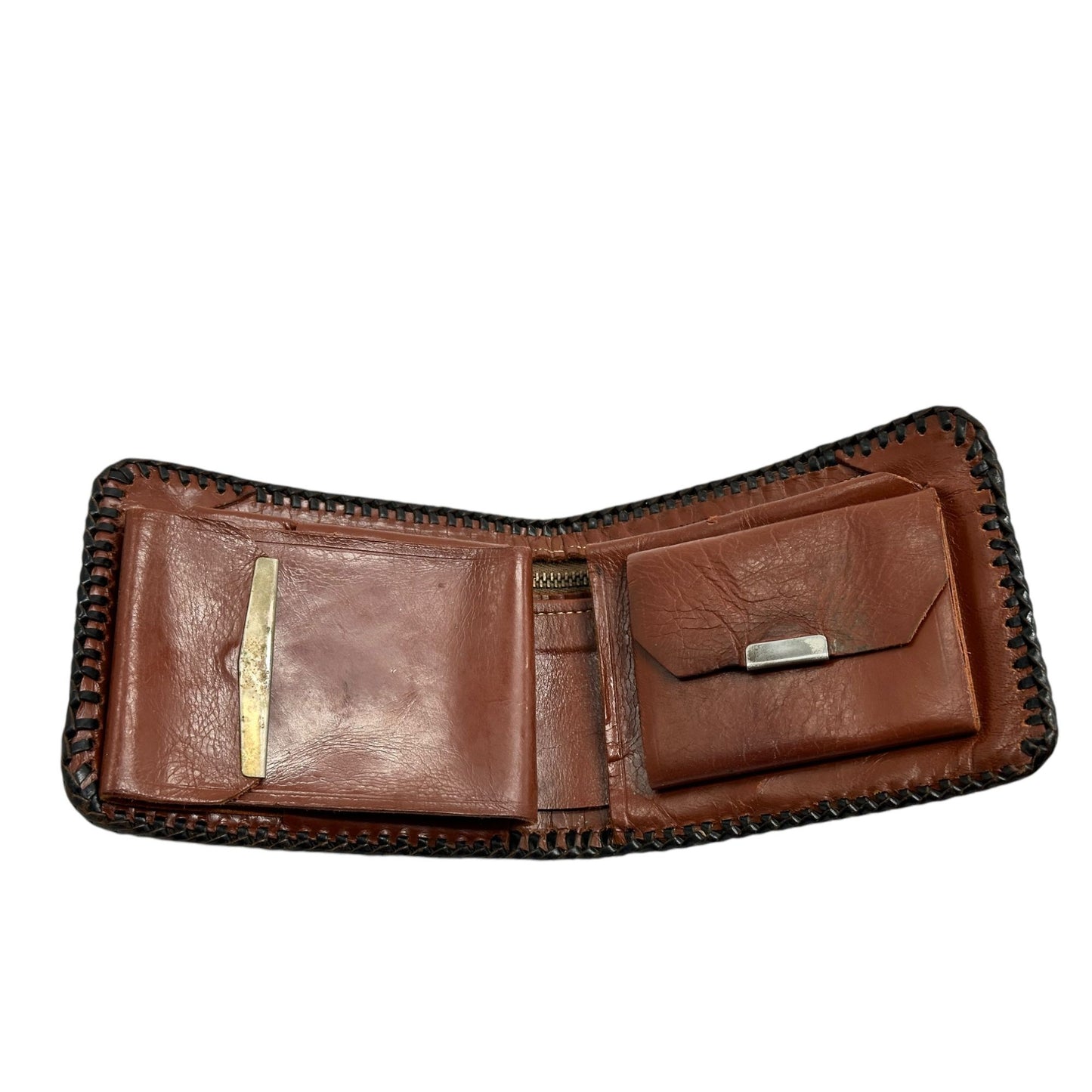 Handcrafted Leather Wallet With Floral Embossed Design & Snap Closure