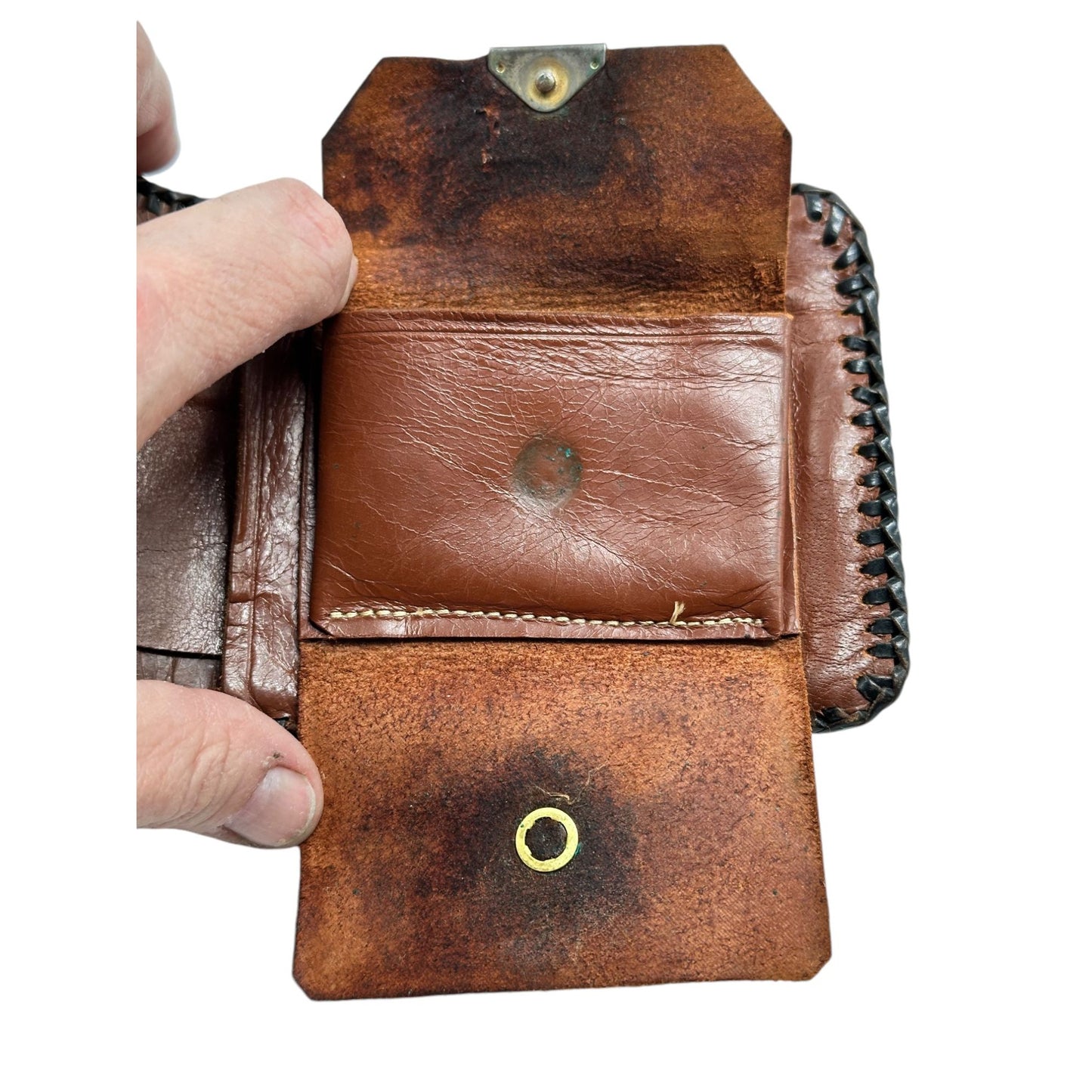 Handcrafted Leather Wallet With Floral Embossed Design & Snap Closure