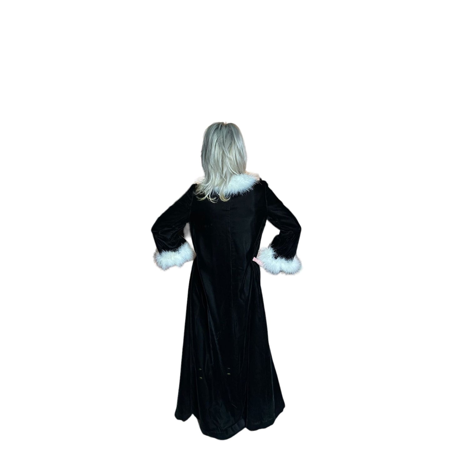 Vintage Womens Voque Special Design Velvet Opera Coat with Fur Trim