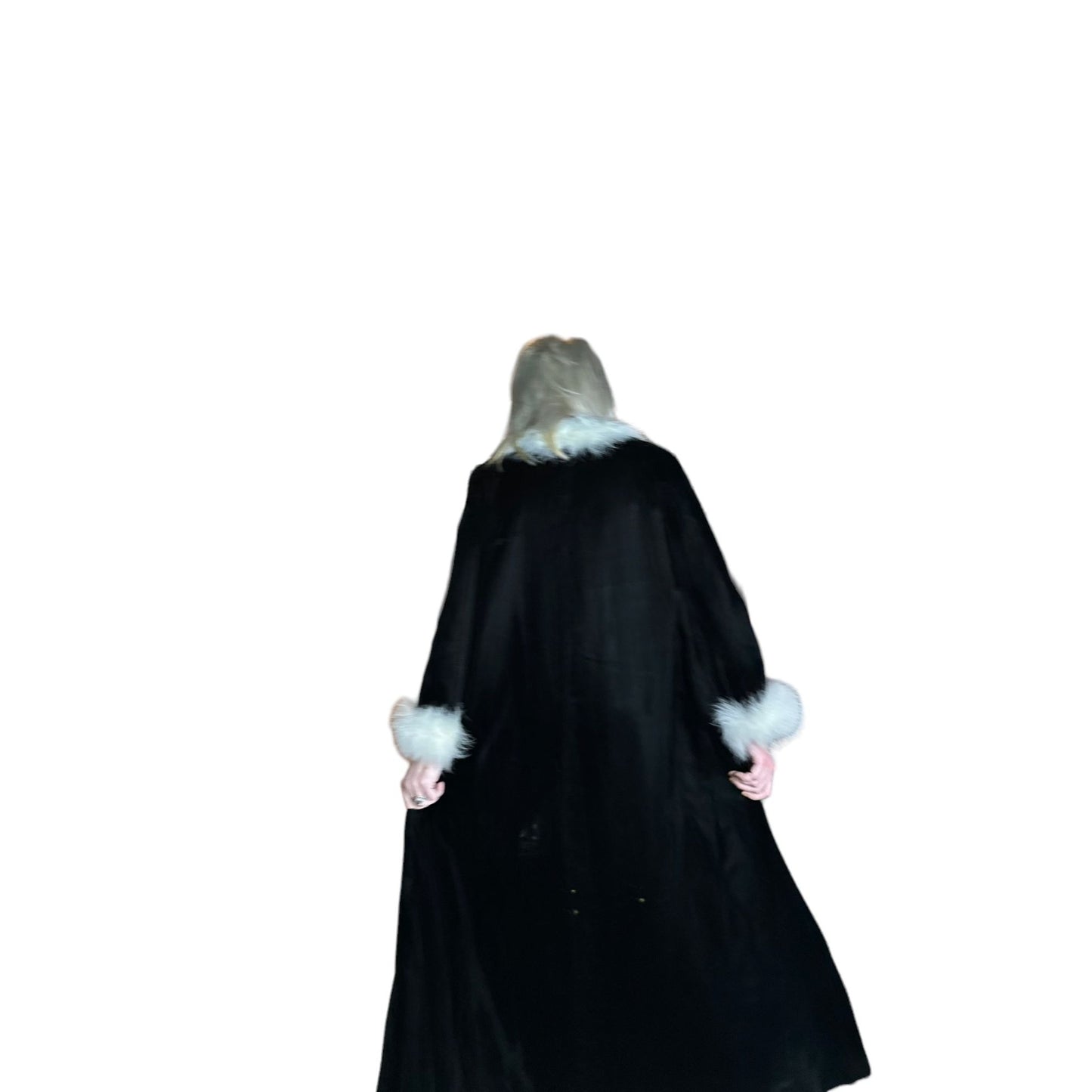 Vintage Womens Voque Special Design Velvet Opera Coat with Fur Trim