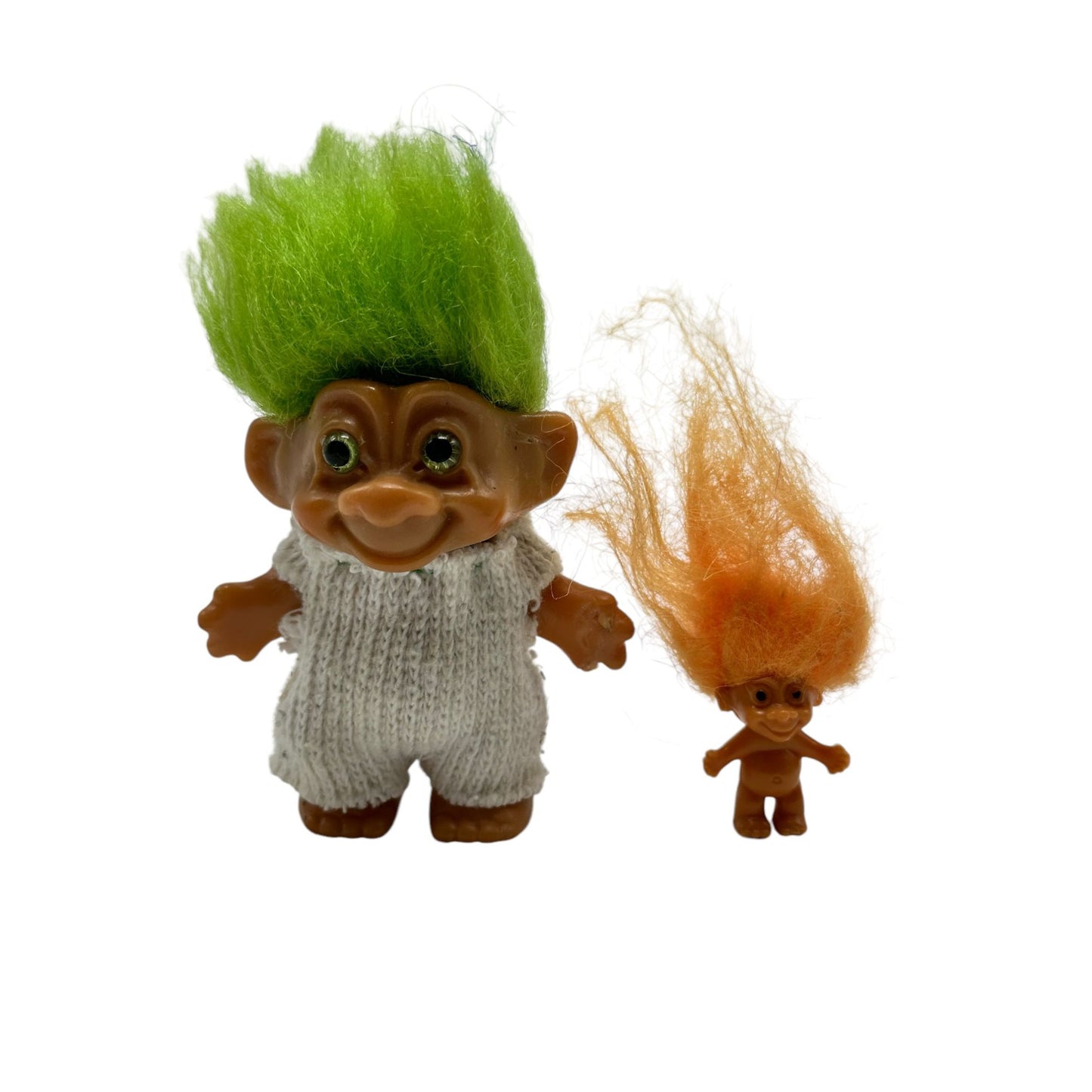 Vintage Uneeda Good Luck Wishnik Lime Green Orange Hair Troll Doll