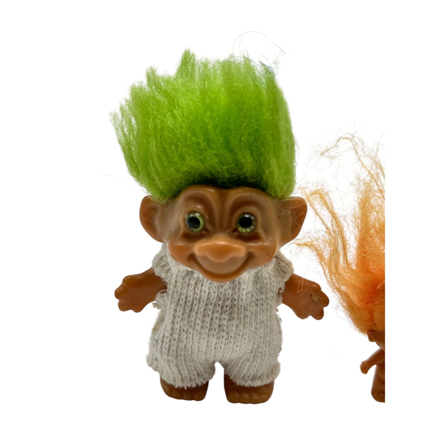 Vintage Uneeda Good Luck Wishnik Lime Green Orange Hair Troll Doll