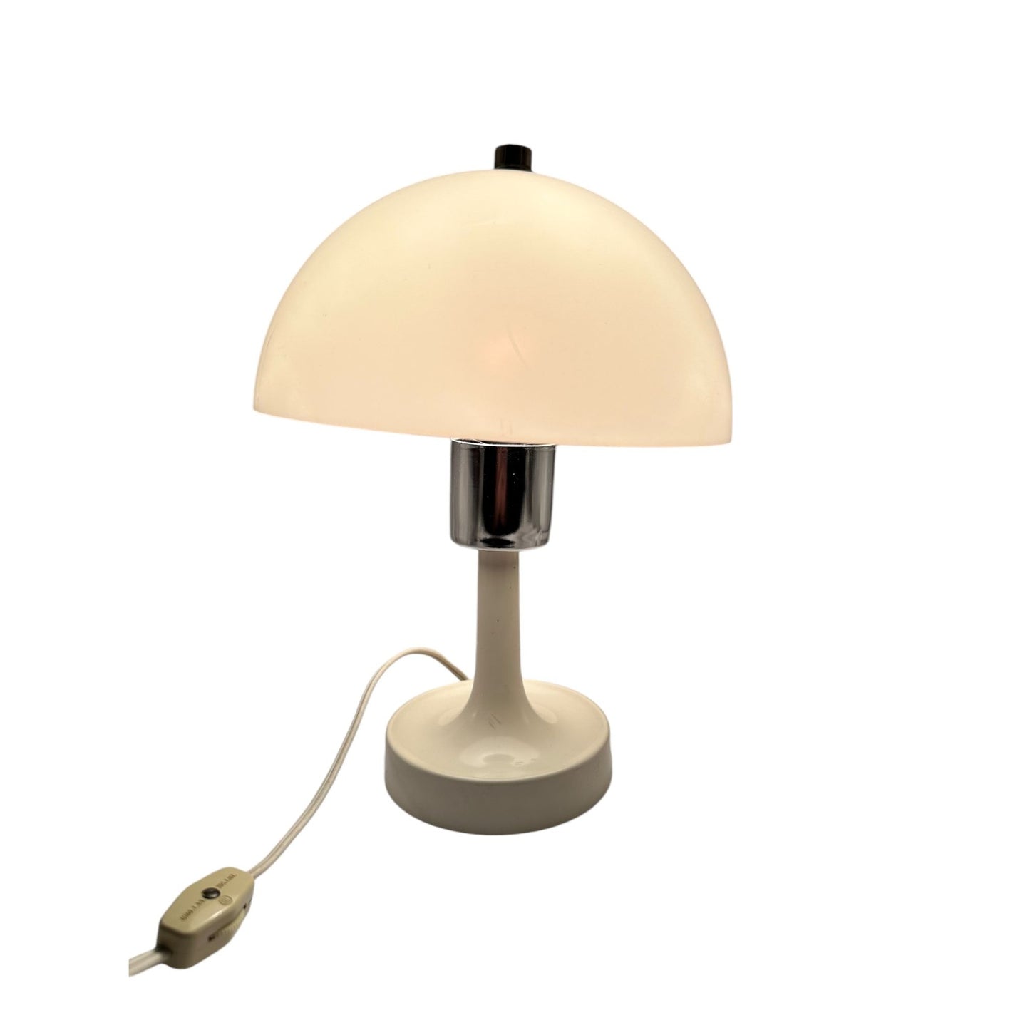 Vintage Mid-Century Modern Mushroom Table Lamp Retro Chic White & Chrome Design