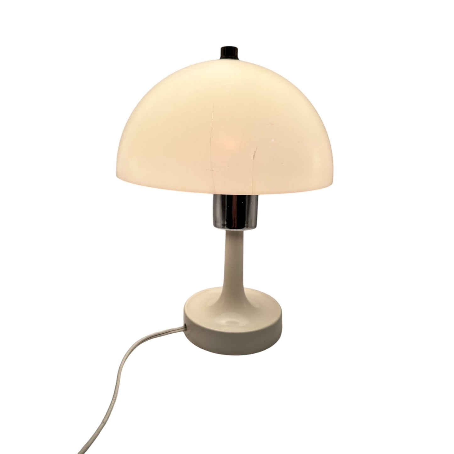 Vintage Mid-Century Modern Mushroom Table Lamp Retro Chic White & Chrome Design