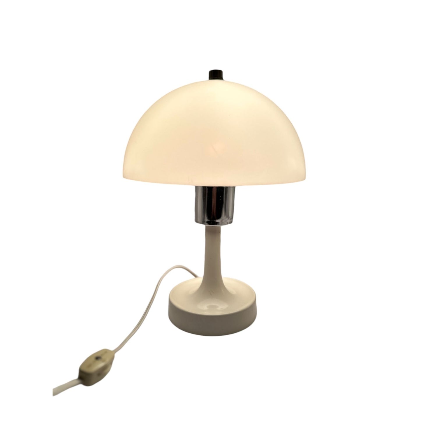 Vintage Mid-Century Modern Mushroom Table Lamp Retro Chic White & Chrome Design