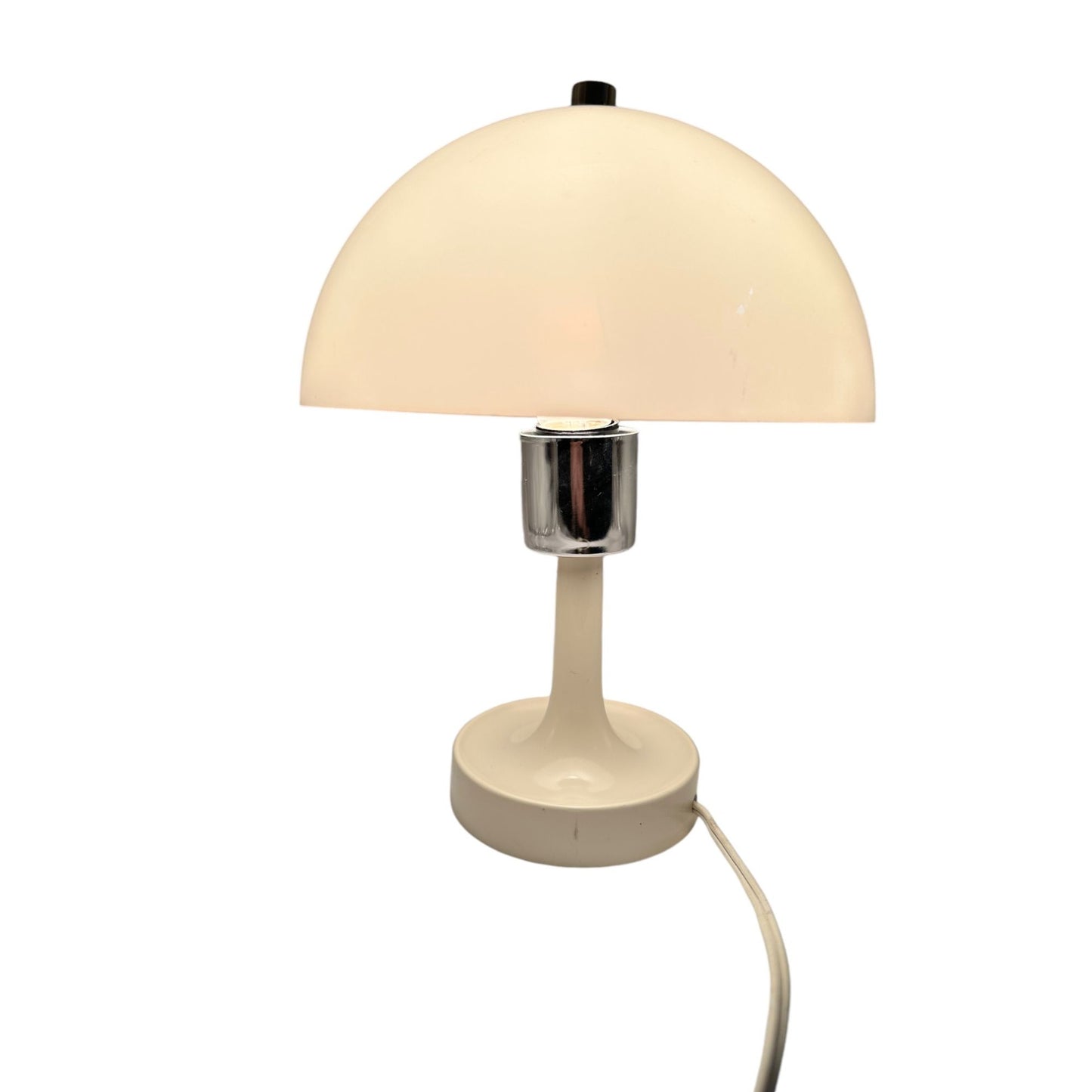 Vintage Mid-Century Modern Mushroom Table Lamp Retro Chic White & Chrome Design