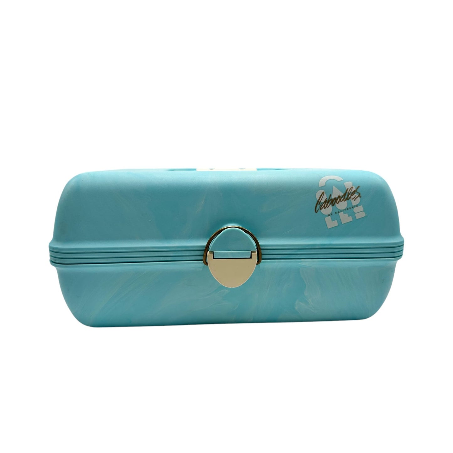 Vintage Retro Caboodles Makeup Case Teal Blue Plastic Travel Organizer Handle & Latch