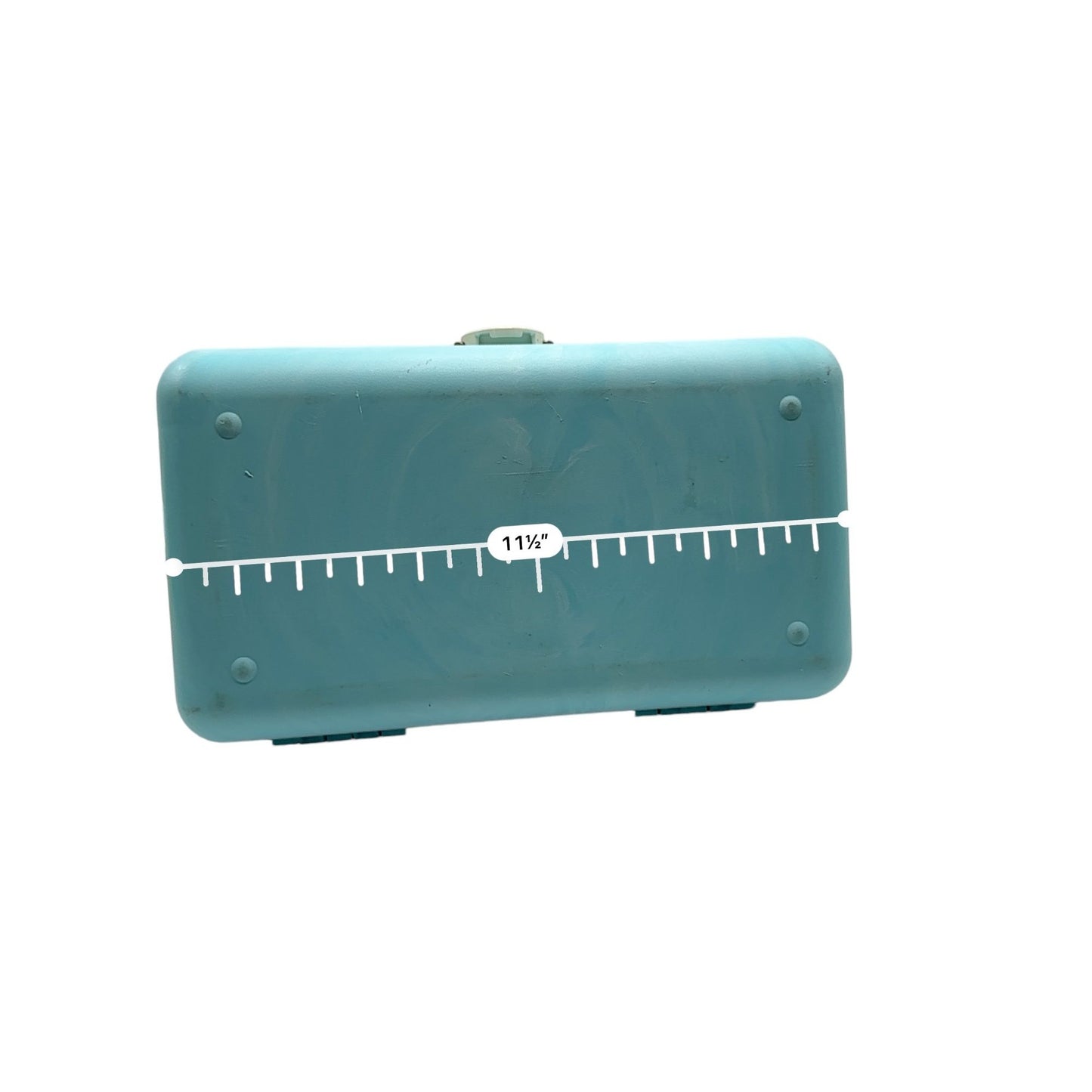 Vintage Retro Caboodles Makeup Case Teal Blue Plastic Travel Organizer Handle & Latch