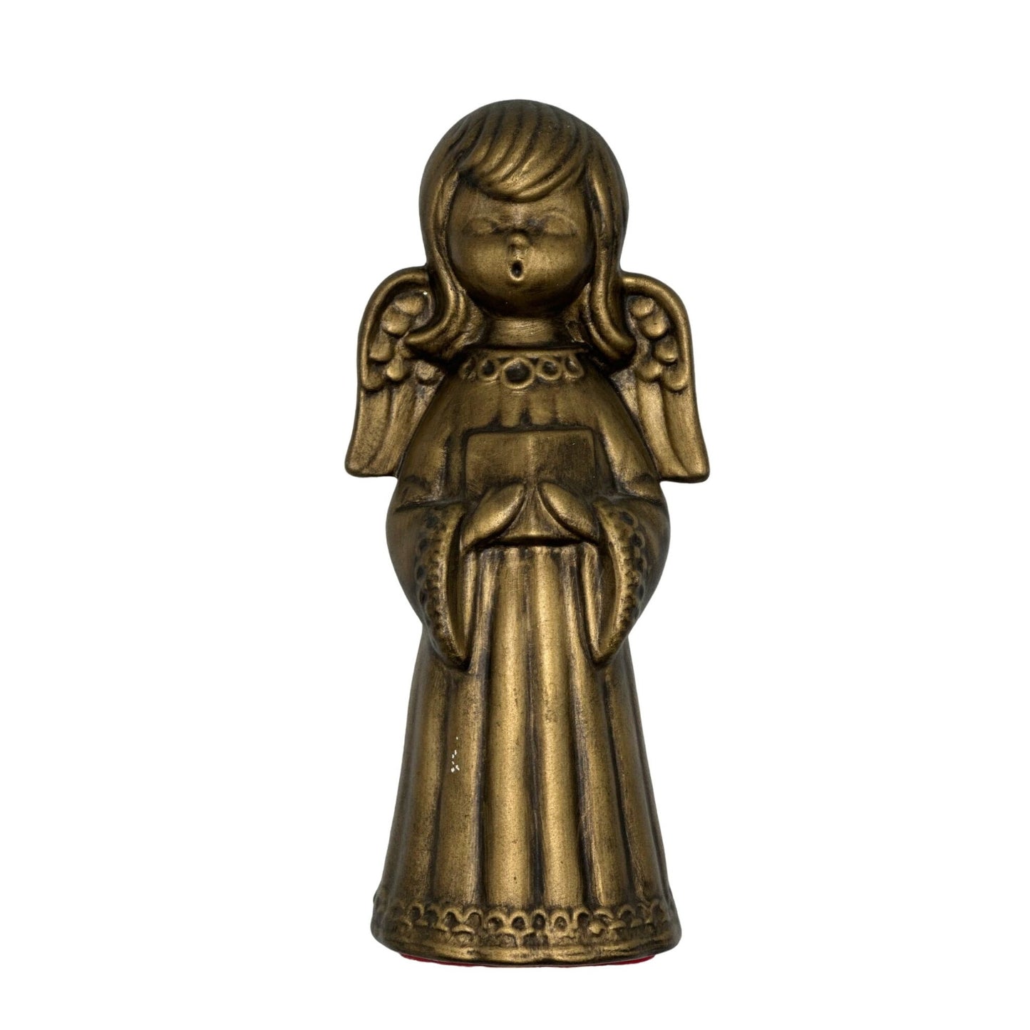 Vintage Gold Tone Ceramic Praying Angel Figurine Elegant Collectible 5" T x 3" W