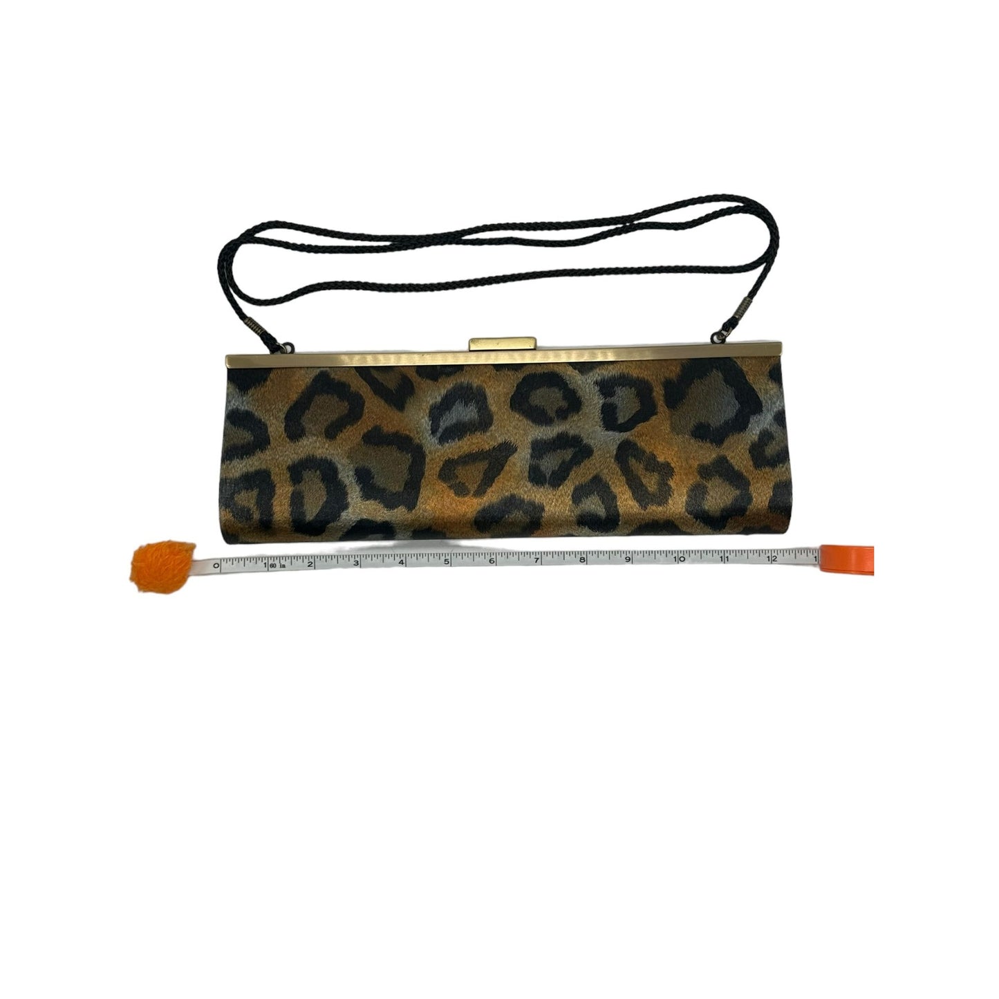 Kate Landry Womens Leopard Print w/ Clasp Closure Mini Clutch Cocktail Bag