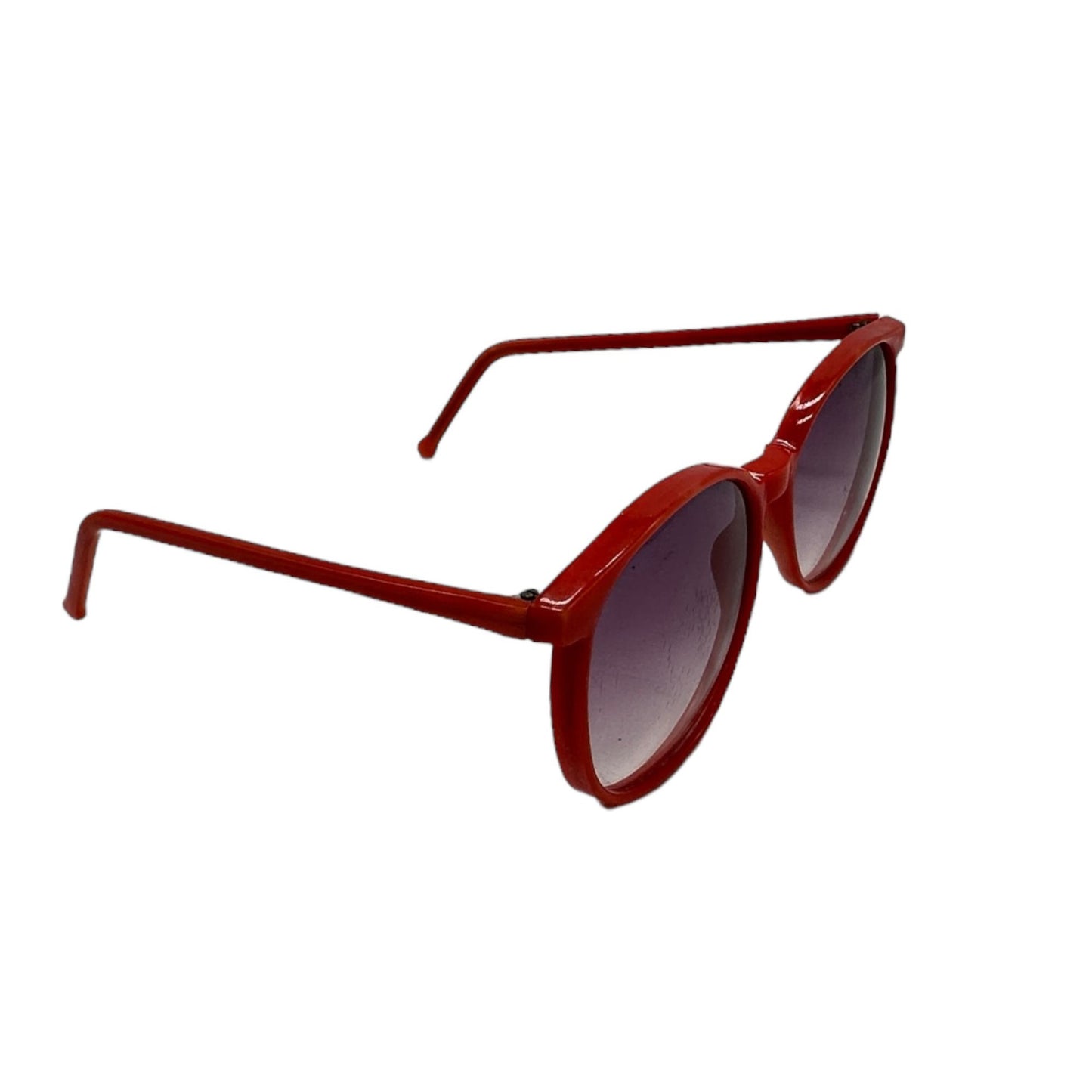 Vintage Burgundy Round Lens Horn-Rimmed Sunglasses Red Frame Plastic Polarized