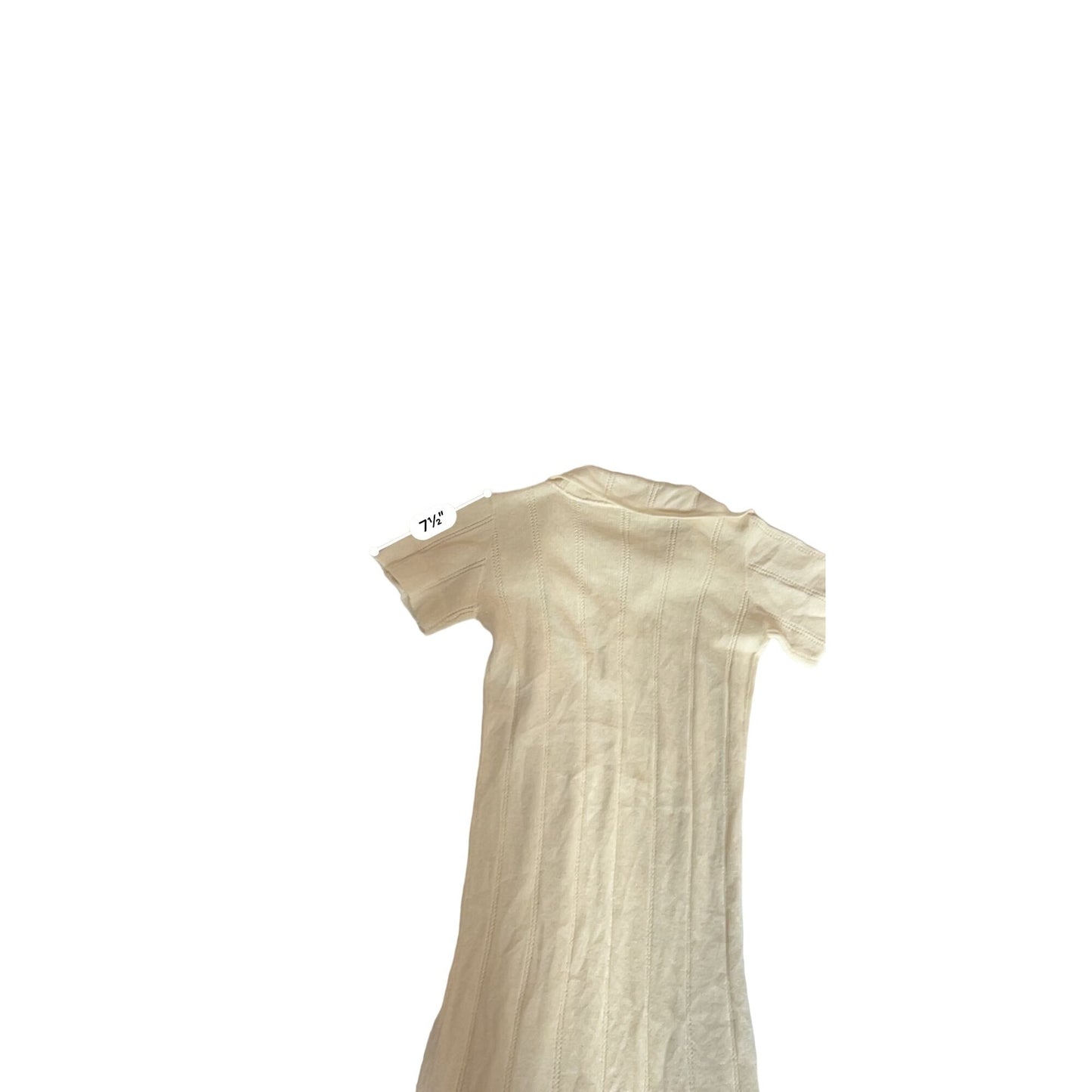 Vintage Cream Short-Sleeve Knit Dress With Collar & Button Front