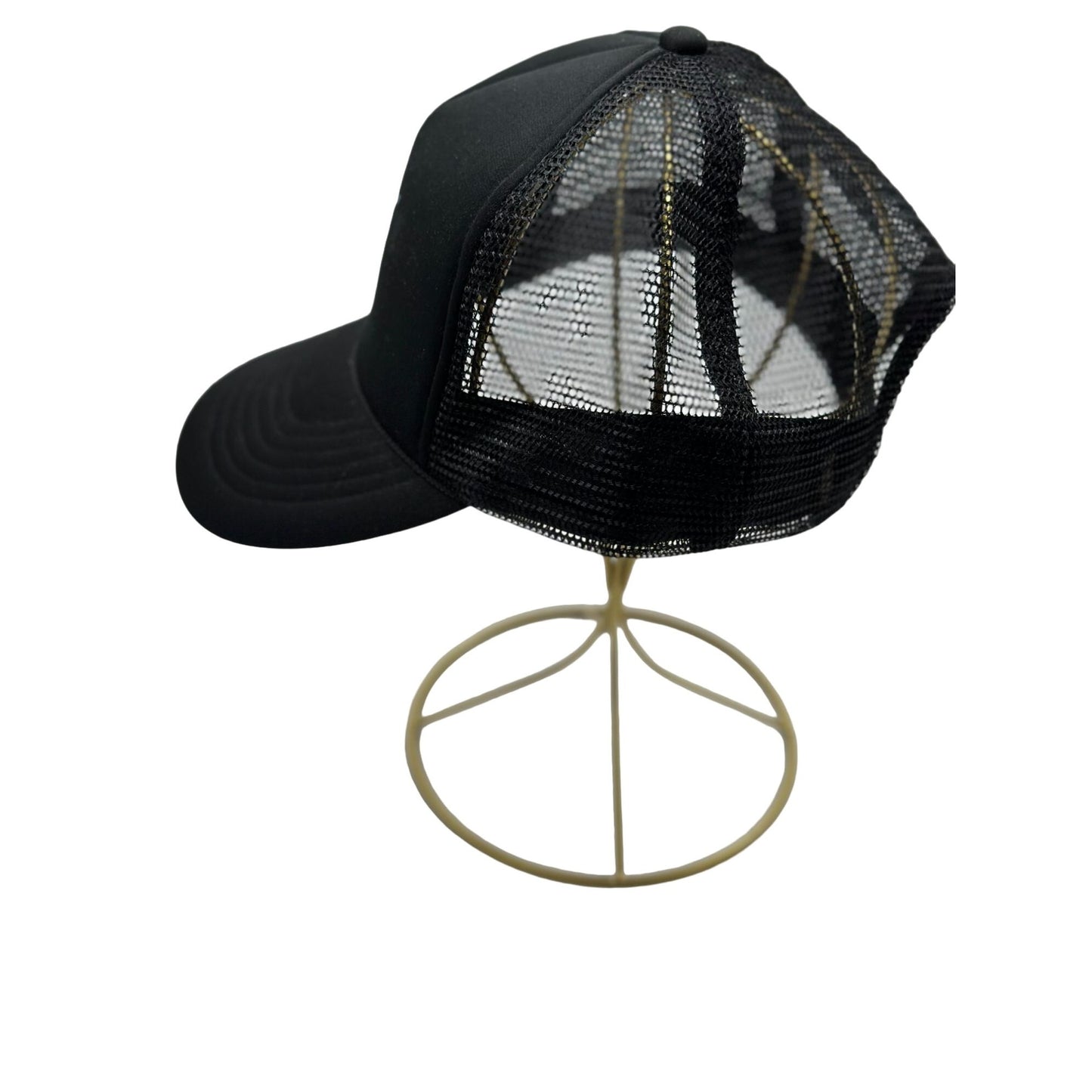 Vintage KC Men's Mesh Foam Printed P Logo Snapback Trucker Hat Cap Black