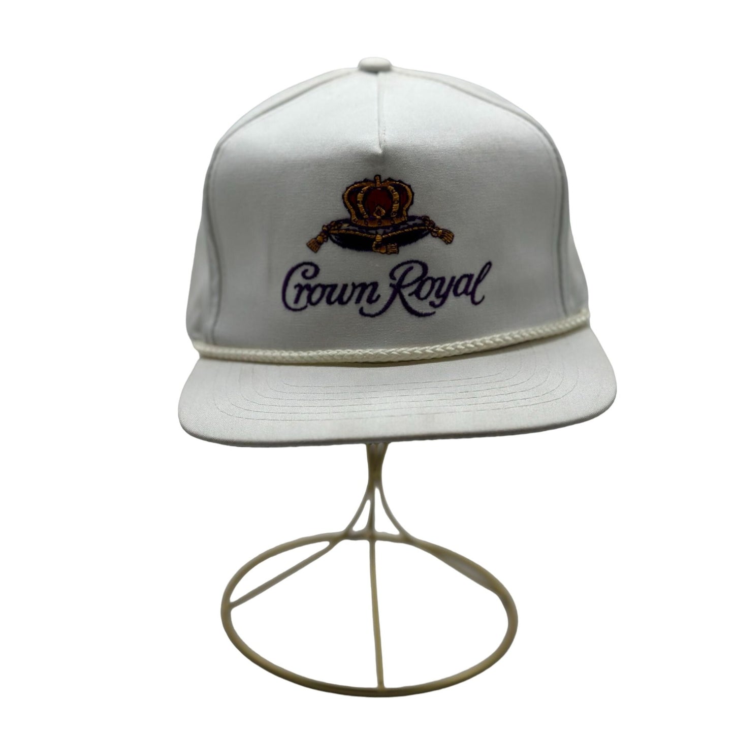 Vintage Yupoong Korea Crown Royal Trucker Hat Cap Snapback White Rope Rare