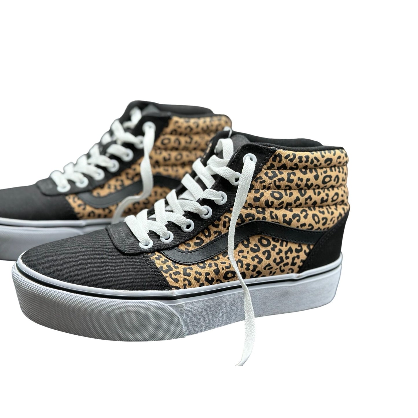 Vans Womens Ward Lace up Canvas High Top Sneakers Shoes Animal Print Size 8.5