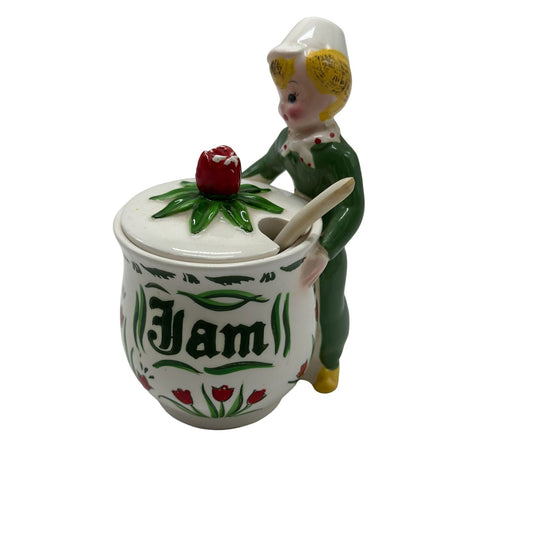 Vintage Yona Shafford Tulip Tyme Dutch Boy Covered Jam Jar Can Sold as Bundled