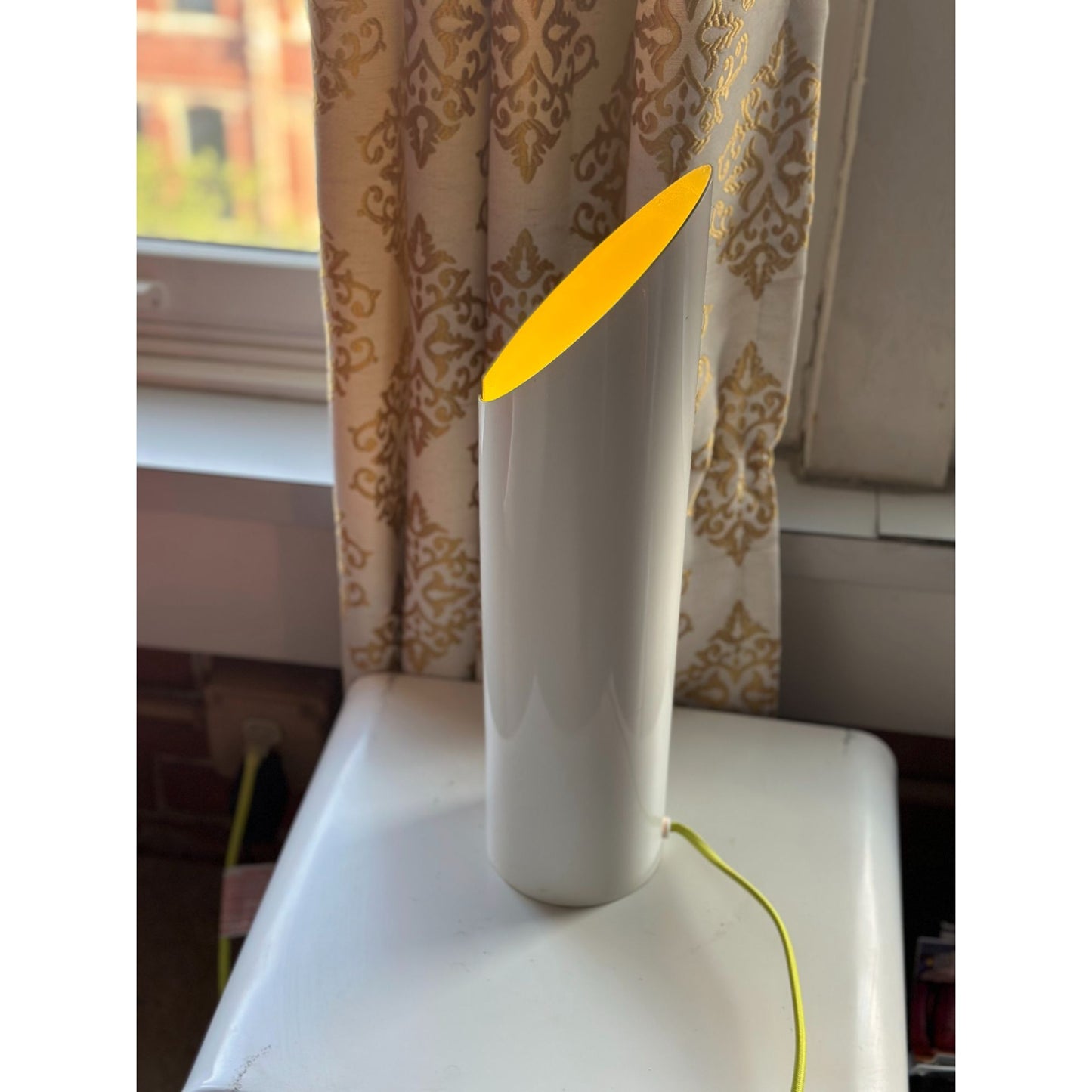 Early 21st Century Mid Century Modern Style Yellow Enamel Canister Lamps