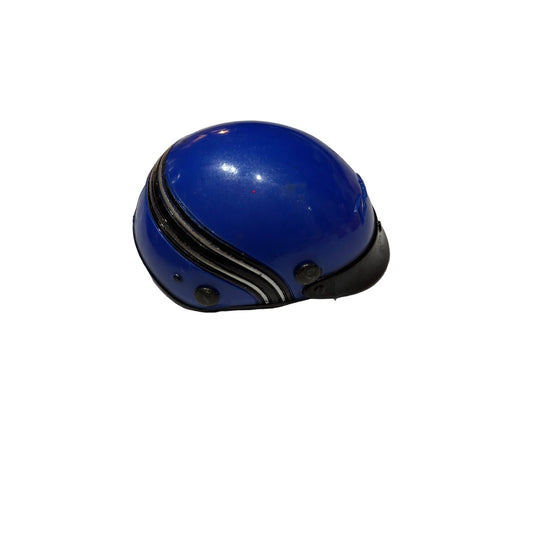 Vintage Retro Blue Motorcycle Half Nut Shell Helmet Doll Accessories Collectible