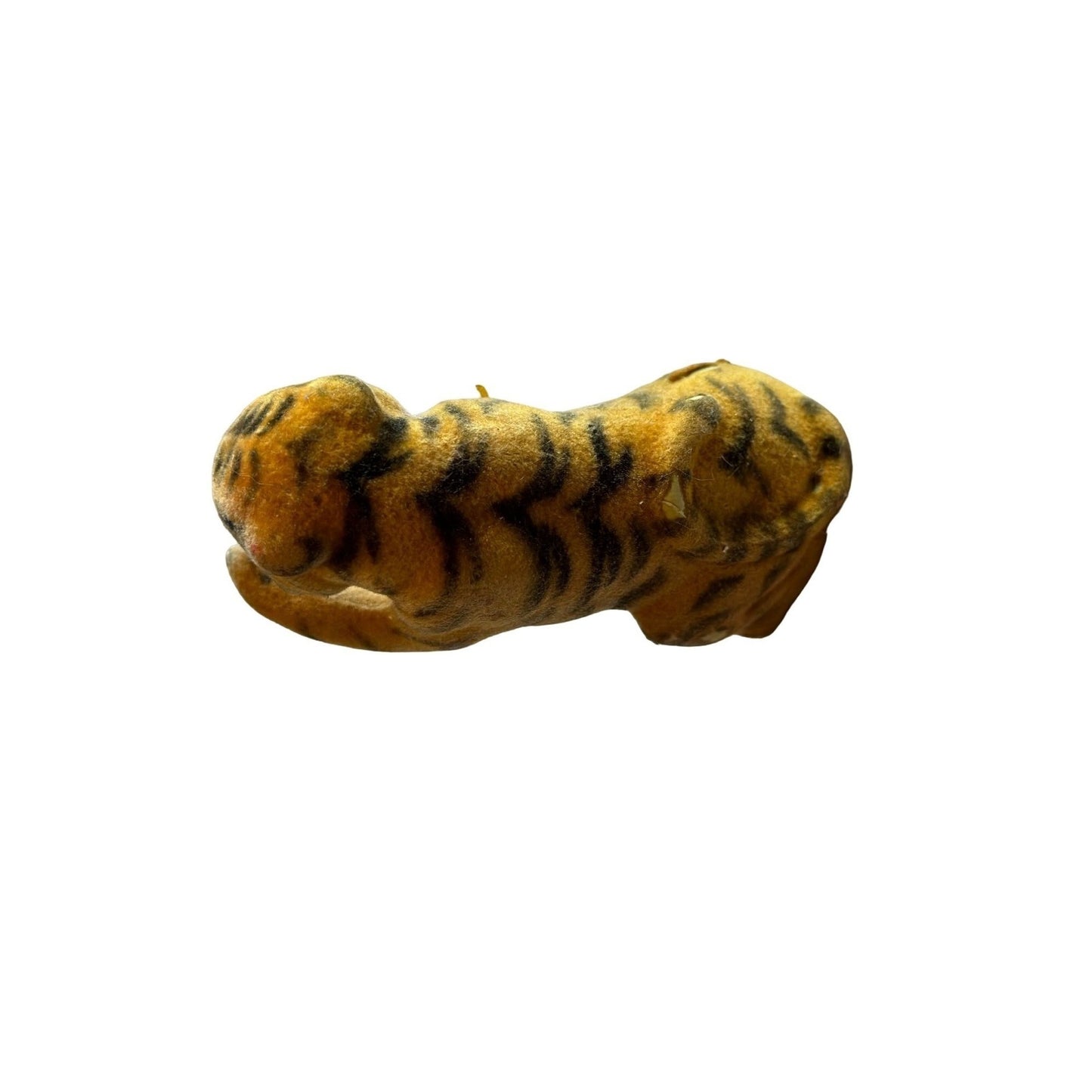 Vintage Flocked Tiger Figurine Rare Classic Collectible Timeless Charm 3" x 1.5"