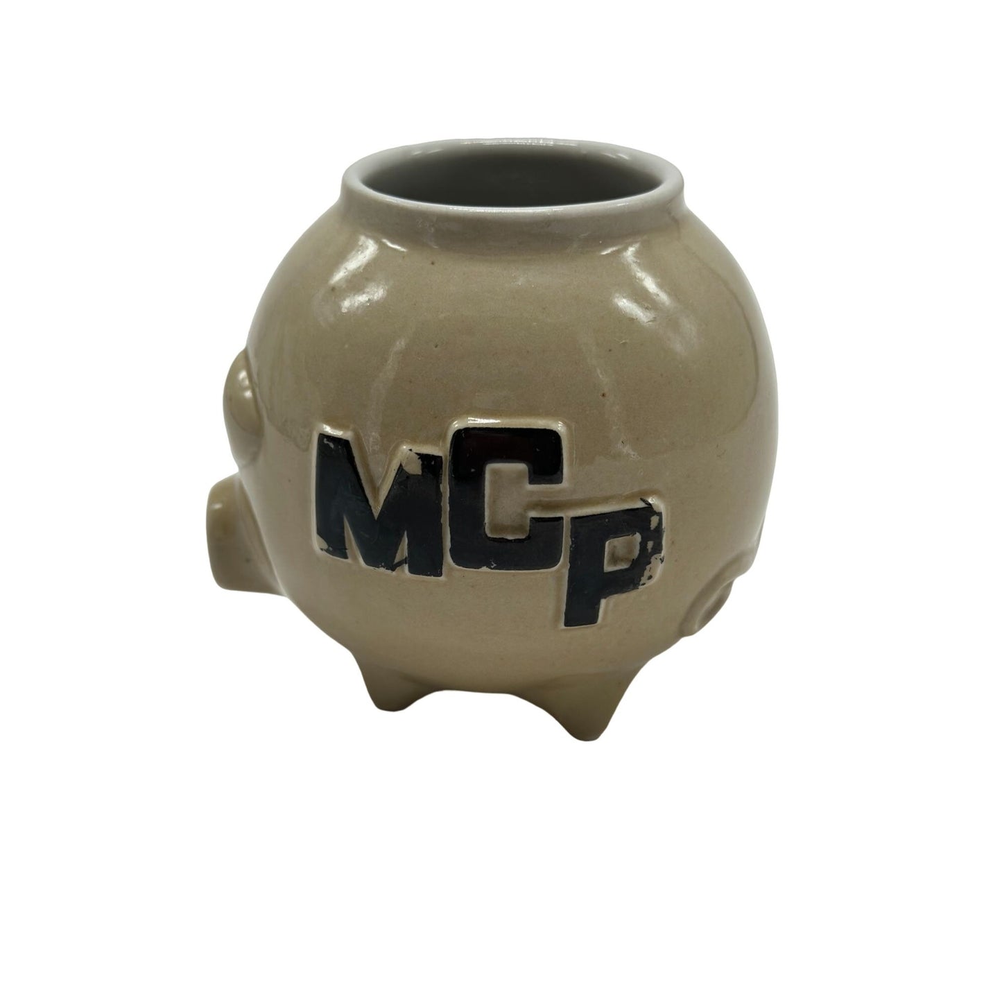 Vintage Male Chauvinist Pig Ceramic Piggy Mug Cup Tan/Beige Collectible Rare