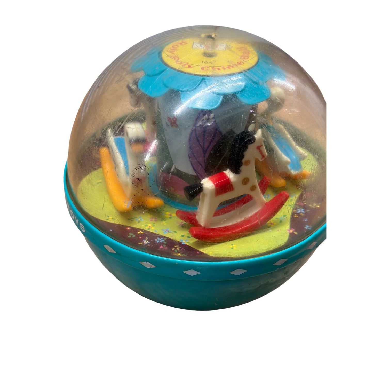 Vintage Fisher Price 1966 Roly Poly Chime Ball #165 Musical Baby Carousel Toy