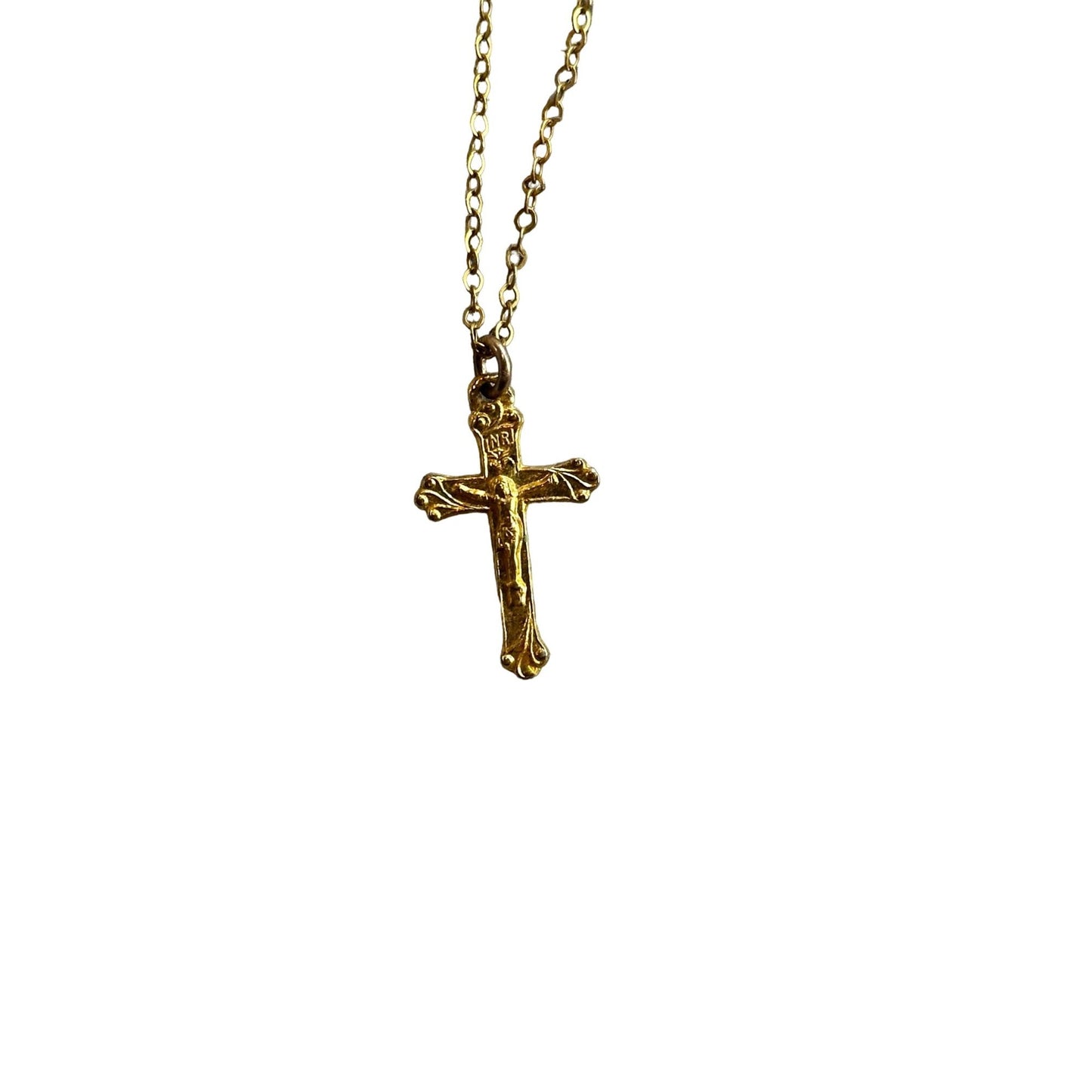 Vintage Gold Plated Chain Necklace Elegant Cross Pendant