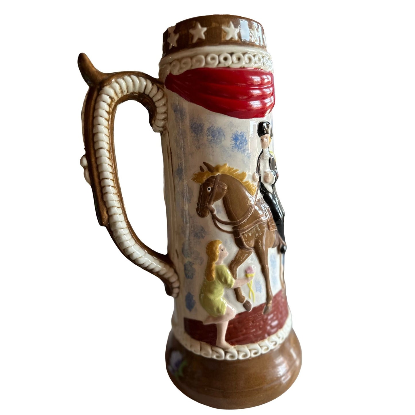 Vintage Collectible Handmade Handpainted Ceramic Beer Stein Mug 14"