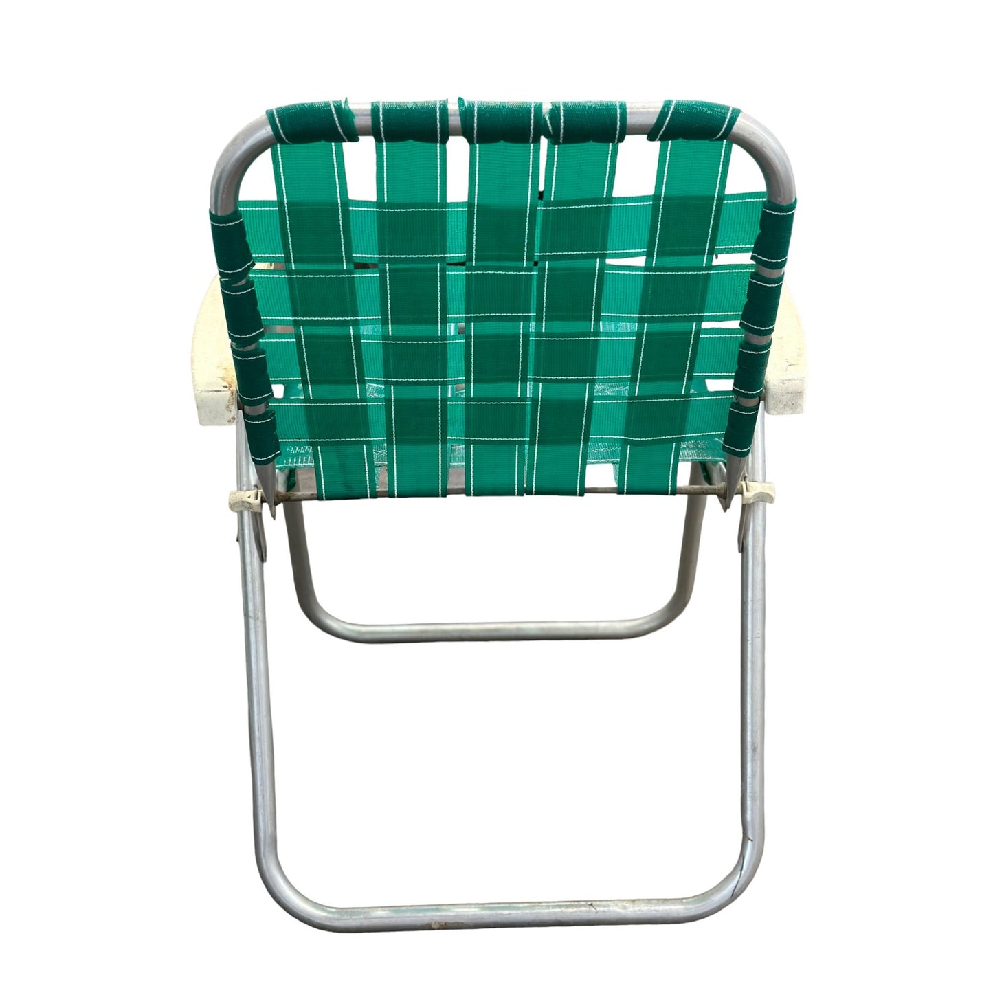 Vintage Webbed Aluminum Frame Folding Lawn Patio Chair Green Retro Rare