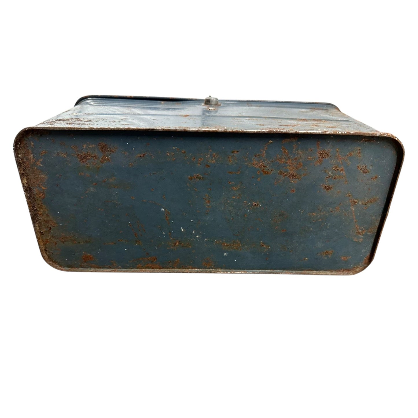 Vintage Antique Rusty Blue Metal Lunchbox With Handle & Latch