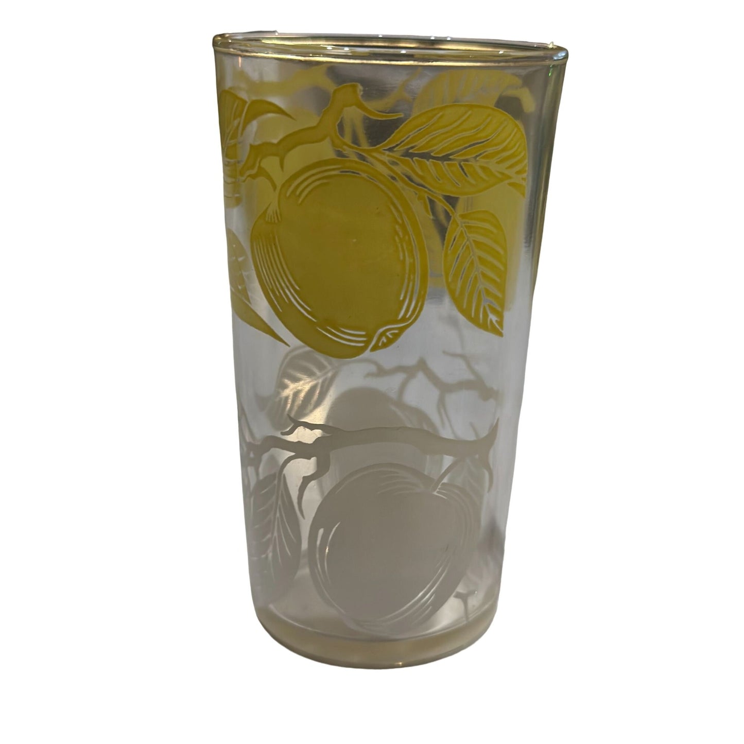 Vintage Gold Yellow White Apple Bar Cocktail Juice Glass Tumblers Set of 8