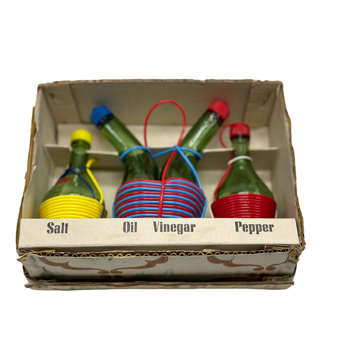Vintage 1960s Mini Wine Bottles Salt Pepper Oil & Vinegar Set Italy w/ Box