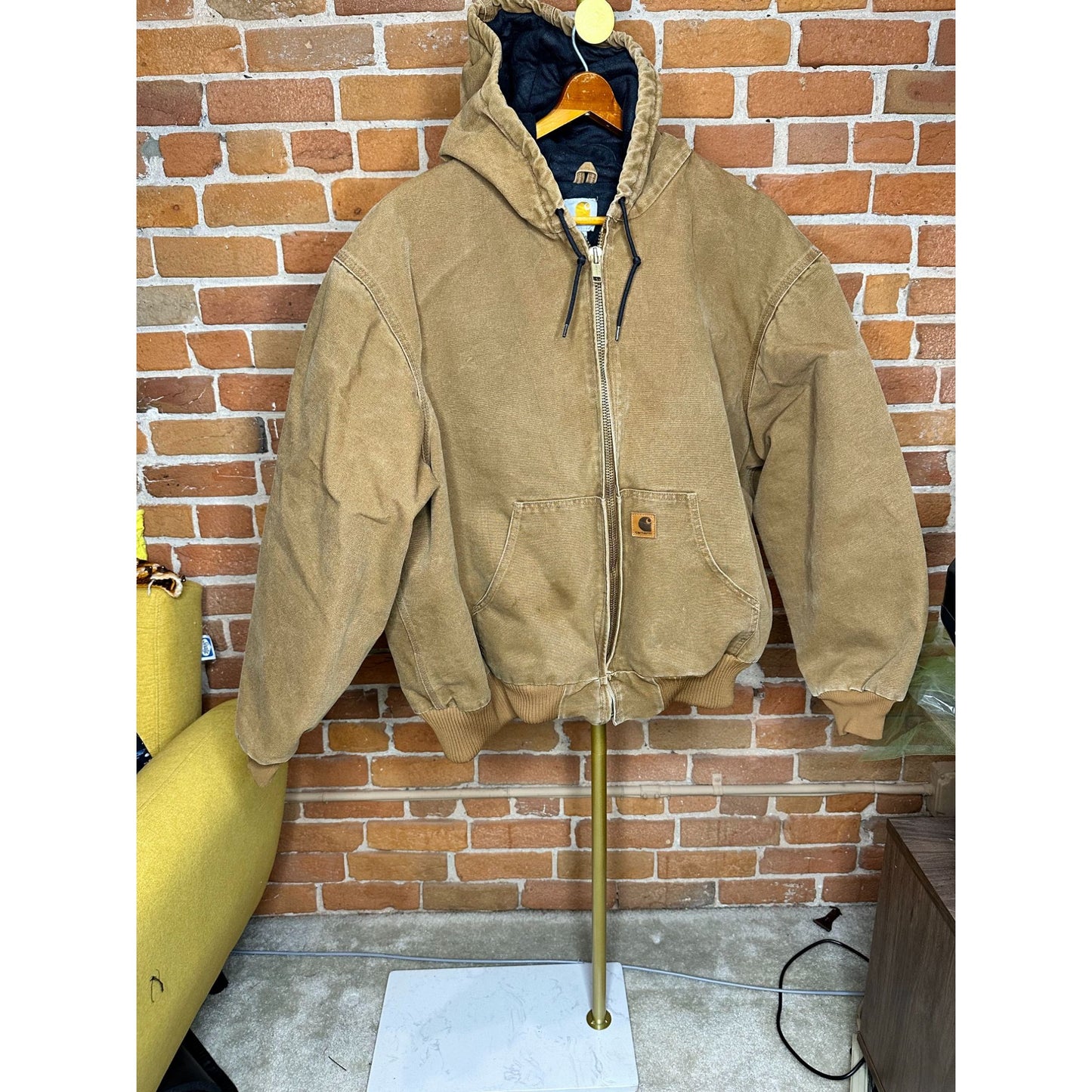 Vintage Carhartt 1990s Hooded Full zip up Coat Jacket 3XL 100% Polyester Rare