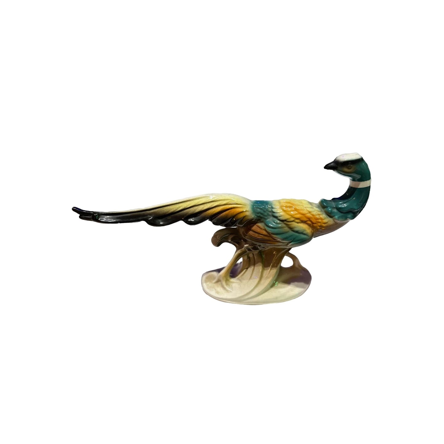 Vintage Pair of Ceramic Hand Painted Retro MCM Ring Neck Pheasant Figurine